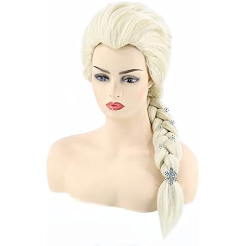LeMarnia Womens Wig Long Braid Blonde Wig Costume Halloween Party Wig Cover