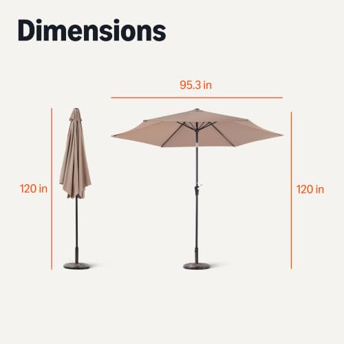 Image of Amazon Basics 95.3 inch Patio Umbrella with Crank Lift and Push Button Tilt, Outdoor Umbrella for Yard and Garden, Tan