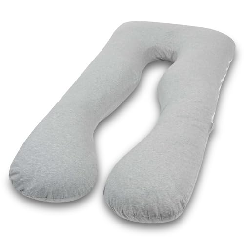 Image of QUEEN ROSE Pregnancy Pillows, Cooling U Shaped Body Pillow for Sleeping, Maternity Pillow for Pregnant Women, Light Grey