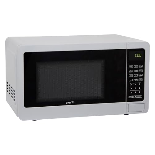 Avanti Countertop Microwave Oven Compact 0.7 Cu. Ft. with Digital Touch Controls, 6 One-Touch Presets, 10 Power Levels, 700W, Interior Lighting, Turntable, in White