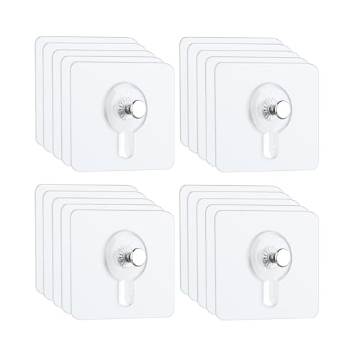 ZALAOR Adhesive Picture Hooks No Nails 20PCS Transparent Holds Up to 5kg Damage-Free Wall Hangers