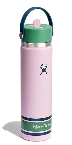 Image of Hydro Flask Water Bottle - Insulated Stainless Steel - Wide Mouth Flex Straw Lid, Non Spill, Leakproof and Refillable in 24 Oz Campus Pink