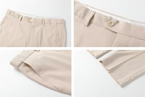 HUUTOE Men's Linen Suit 2 Piece Slim Fit Prom Party Business Beach Wedding Groomsmen Suits Linen Blazer Pants Tuxedo Set4