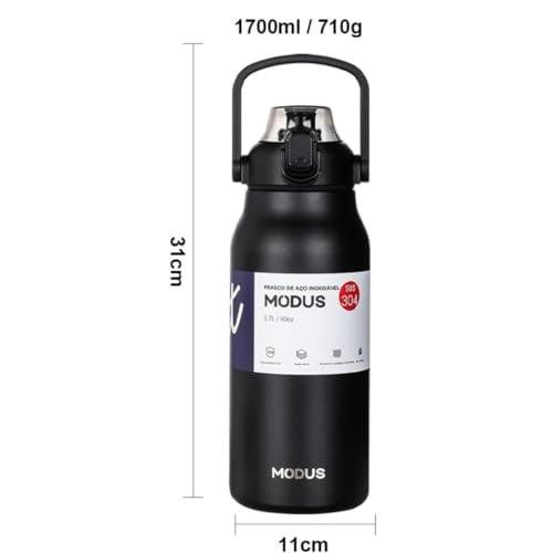 Garrafa Térmica Esportiva de Aço Inoxidável Isolamento a Vácuo Grande Capacidade (1700 ml) Perfeita