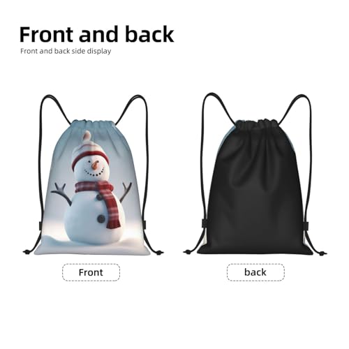 Christmas Happy Snowman Drawstring Backpack Water Resistant String Bag Sports Sackpack Gym Sack Beach Swim Travel Daypack3