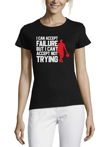 T-shirt basketball femme col rond en coton blanc avec citation inspirante