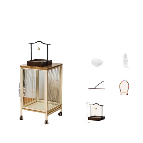 jsdskw 鳥かご 鳥かご 大型 鳥ケージ キャスター付き 鳥かご移動便利 ダブルロック設計 清掃が簡単 餌入れ付き ル鳥かご 複数飼い大型インコ ケージ セキセイインコゴザクラインコオカメイ (【強化ガラス】パッケージ5)