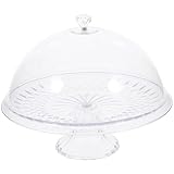SHINEOFI Soporte para Pasteles Cúpula Transparente de Acrílico Base de 25 CM y Tapa de 10 Pulgadas Bandeja Multifuncional para Postres y Frutas Adecuado para Bodas Fiestas Reutilizable