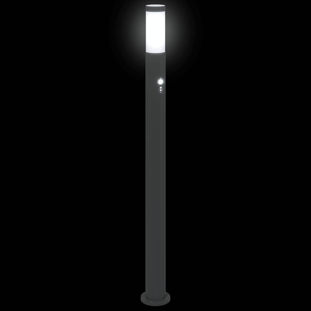 Lampada a colonna in acciaio inox con sensore, altezza 110 cm, IP44, resistente alle intemperie, per esterni, terrazza, vialetto, giardino, con diffusore e sensore di movimento PIR a 120°