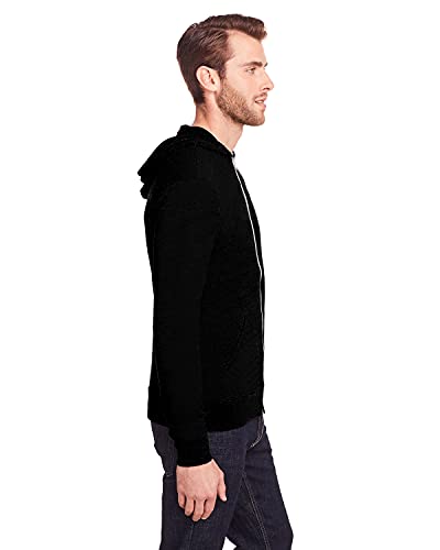 Threadfast Apparel Unisex Triblend Full-Zip Light Hoodie XL Solid BLK Trblnd,302Z3