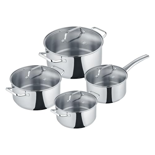 Berndes B.Urban - Juego de 4 cacerolas de acero inoxidable pulido, inducción, aptas para horno, asas ergonómicas, duraderas y aptas para lavavajillas, calidad profesional para el día a día y gourmets