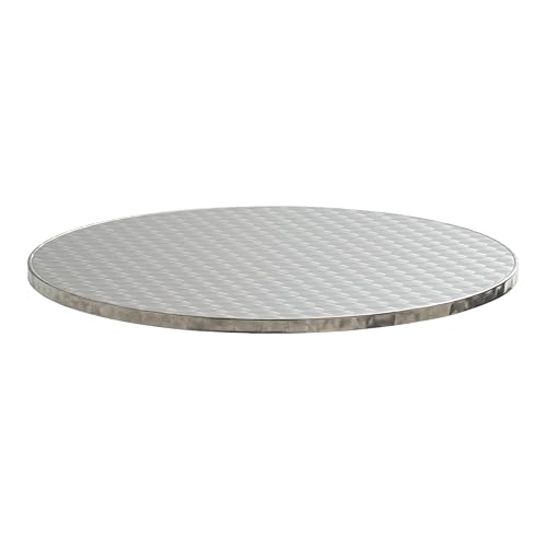 Oviala Plateau de Table Rond en aggloméré et INOX 70 cm