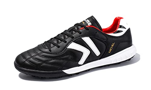 Image of KELME Men's Turf Soccer Cleats - Football Boots Outdoor /Indoor Unisex Adult Sizes - Pro Calfskin Leather Soccer Shoes - TF (Black, 9)