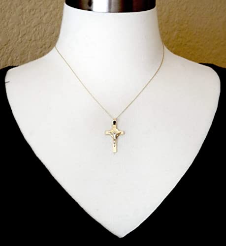Ckl International 14K Gold Two Tone Star Saint Benedict Cross Pendant Charm #TOP4