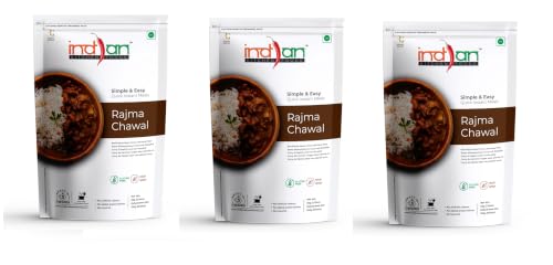 Image of Indian Kitchen Foods Instant Rajma Chawal - Freeze Dried, Gluten-Free, Ready-to-Eat Indian Vegetarian Meal - Pack of 3