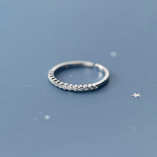 1.6mm Cubic Zirconia Sterling Silver 925 Open Eternity Rings Adjustable Stacking Promise Statement Engagement Ring Tail Finger Band for Women4
