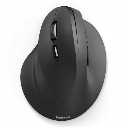 Hama | Ratón Ergonómico Inalámbrico (Ratón Vertical Inalámbrico para Zurdos, Ergonómico, hasta 1800 dpi, para Evitar Dolores de Muñeca) Color Negro