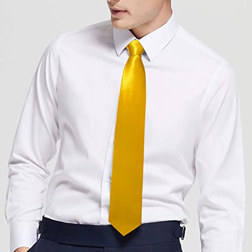 Image of Luckyvestir Mens Tie Solid Satin Neck Ties 3.15'' Formal Necktie for Wedding Business Christmas Father's Valentine's Day Gift