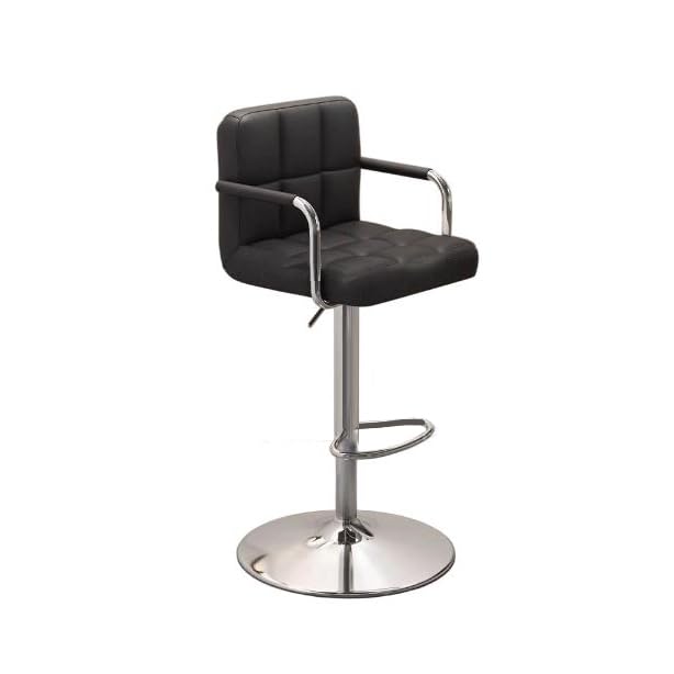 Chaise bar réglable en hauteur 61-81cm JATIBOSH avec dossier confortable pour comptoir noir