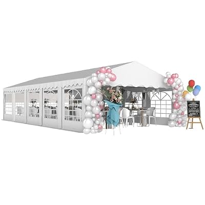 Outsunny 16.5' x 33' Party Tent, Heavy Duty Large Outdoor Canopy Tent Shelter with Removable Sidewalls, 10 Windows and 2 Doors, Tents for Parties, Wedding, Events, BBQ Grill, White