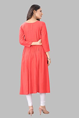 Image of Women's Rayon Embroidered Flared Kurtis