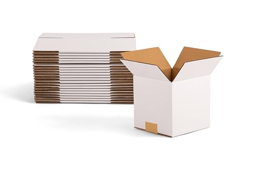 Kayritonz 5x5x5 inch Small Shipping Boxes White 15 Pack