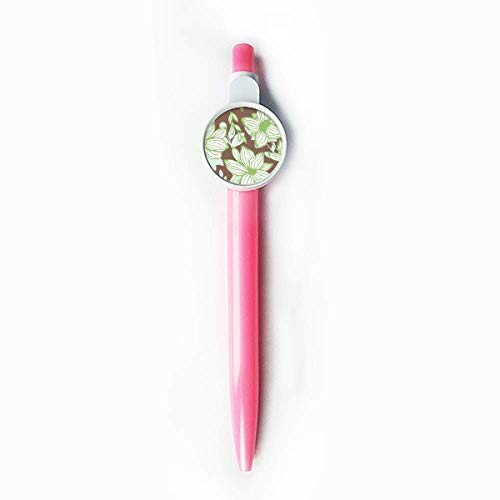 Stylo à bille rétractable fleur verte et marron idéal pour votre bureau ou journal intime