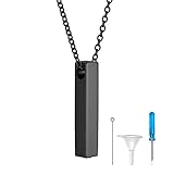 FindChic Cremation Urn Necklaces for Ashes for Women Girls Personalized Vertical Bar Necklace Stainless Steel Cuboid Stick Waterproof Hair Keepsake Memorial Jewelry