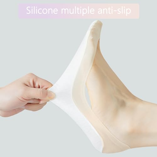 Women No Show Shoe Socks - 6 Pairs Non Slip Invisible Boat Socks Low Cut Ice Silk Sock Ladies4