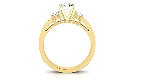 14K White Gold 1.1 CTW Round Cut Channel Set 3 Three Stone Diamond Engagement Ring, H-I Color I2 Clarity, 0.5 Ct Center2