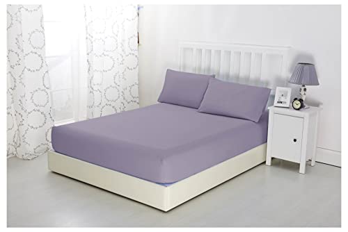 Sonia Moer Drap-Housse en Microfibre brossé Super Doux - Drap de Fond hypoallergénique Respirant sans Repassage avec Ourlet élastique Fort (Double 140x190+30cm, Lavande) Cover