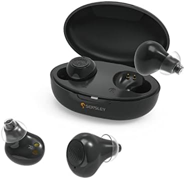 Sensley Rechargeable Hearing Aids (Pair) for Seniors, Earbud-Design Appearance, Digital Sound Amplification Devices with Noise Cancellation, Smart Touch & Portable Charging Case,T02, Black