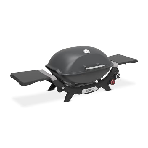 Image of Weber Q 2800N+ Liquid Propane Portable Grill, Charcoal Grey - Wide 250-700F Temp Range with Plus Burner for Searing, Low‑Temp Roasting & High-Dome Lid for Travel & Camping