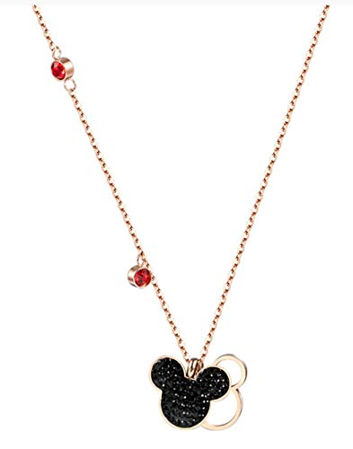 Preisvergleich Produktbild ookmngft Damen Halskette Mickey Minnie Mouse Anhänger Halskette Titan Stahlkette Intarsien Kristall Mode Frauen Schmuck Mickey Rose Gold
