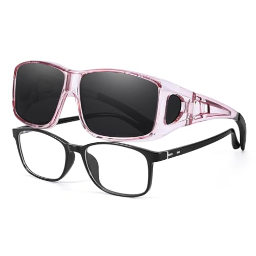 VIEWBETTER® Polarized Fit Over Glasses Sunglasses for Men Wrap Around Shades UV Protection Wear Over Eyeglasses SG0312