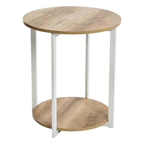 Household Essentials Coastal Oak Round End Table 2 Tier Cover