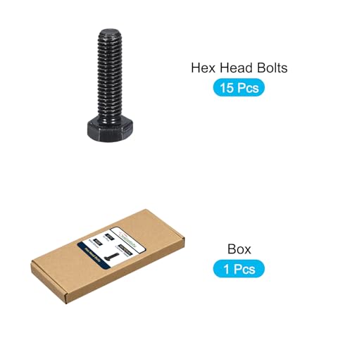 Image of METALLIXITY Hex Bolts (M8-1.25x30mm) 15Pcs, 8.8 Grade Carbon Steel Fully Threaded Black Oxide, Coarse Thread UNC Hex Head Screw Bolt - for Furniture Repair