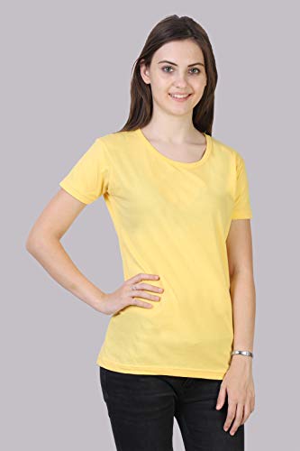 Image of FLEXIMAA Women's Cotton Plain Round Neck Half Sleeve T-Shirt