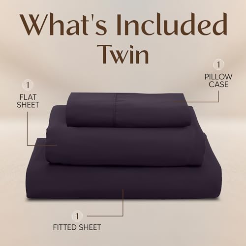 Image of Utopia Bedding Twin Sheet Set - 3 Piece Bed Sheets for Twin Size Bed, Soft and Breathable Microfiber, Includes 1 Fitted Sheet, 1 Flat Sheet and 1 Pillowcase (Dark Purple)