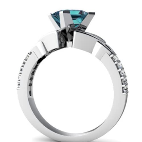 Awmnjtmgpw Fashion Retro Women 925 Sterling Silver Celtic Cut Rainbow Topaz Cubic Zircon Blue Topaz Women's Wedding Engagement Ring Size 6-10 (Size 9)3