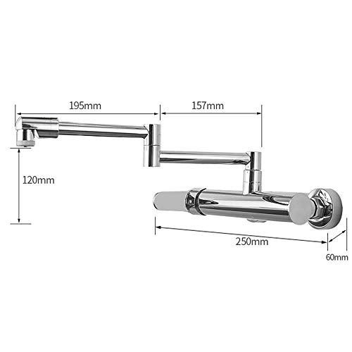 Grifos de cocina de pared de cobre cromado con diseño monomando orientable 7