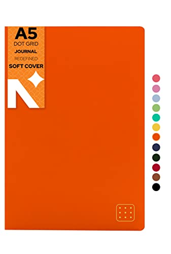 Image of NEORAH - A5 Dotgrid Notebook SOFT COVER | Organiser REFILL | Dotted notebook Journal | 110 GSM | 160 pages (Size 21 cm x 14.8 cm)Planner Journaling Writing Note Taking Diary, Travellers Journal-ORANGE
