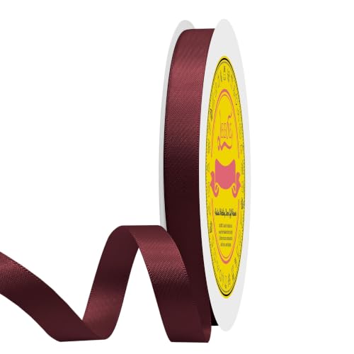 Image of Double Face Burgundy Satin Ribbon 1 /2 inch X 50 Yards Polyester Wine Red Ribbon for Gift Wrapping Very Suitable for Weddings Party Invitation Decorations and More