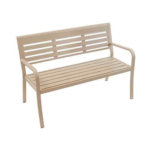 Banc de jardin pour 2-3 personnes en métal marron clair avec dossier et accoudoirs confortables