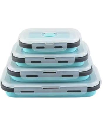 Versatile Colorful Reusable Silicone Collapsible Leak-Proof, Stackable Air-tight Food Storage Containers- BPA-Free – Freezer,Microwave Safe & Perfect For Home & Outdoor Use-Set Of 4 Sizes (Blue)