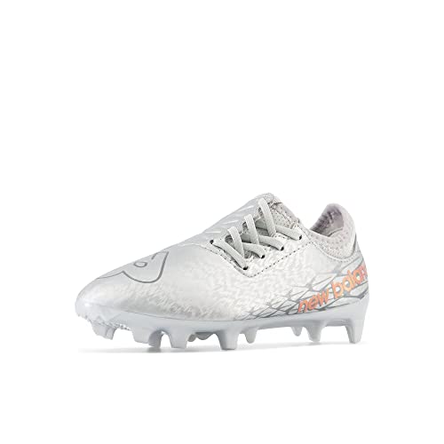 New Balance Kid's Furon V6+ Dispatch Junior FG Soccer Shoe, Silver/Brighton Grey/Copper, 3 M Little Kid
