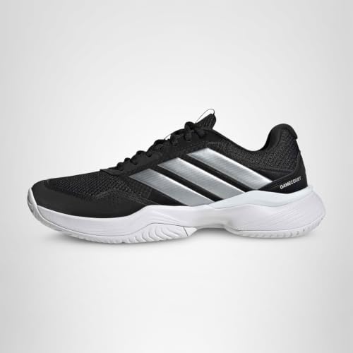 adidas Femme Gamecourt 3 Tennis Shoes, Core Black/Silver met./FTWR White, 40 2/3 EU