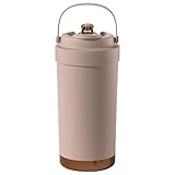 [MRG] ストロー付きタンブラー セラミック3WAY 500ml 真空断熱 伸縮ストロー コーヒー 持ち運び 水筒 マグボトル こぼれない もれない 直飲み 保温保冷 おしゃれ (カーキ, 500ml)