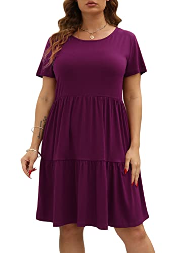 Image of Nemidor Women Plus Size Casual Ruffle Dress Swing Midi Pocket