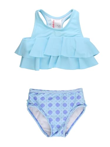 Image of RuffleButts Girls UPF50+ Sun Protection Flounce Bikini Two Piece Swimsuit